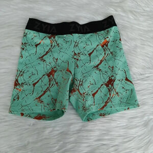 Zyia Active Womens Shorts Aqua & Copper Light Weight & Tight Shorts Medium